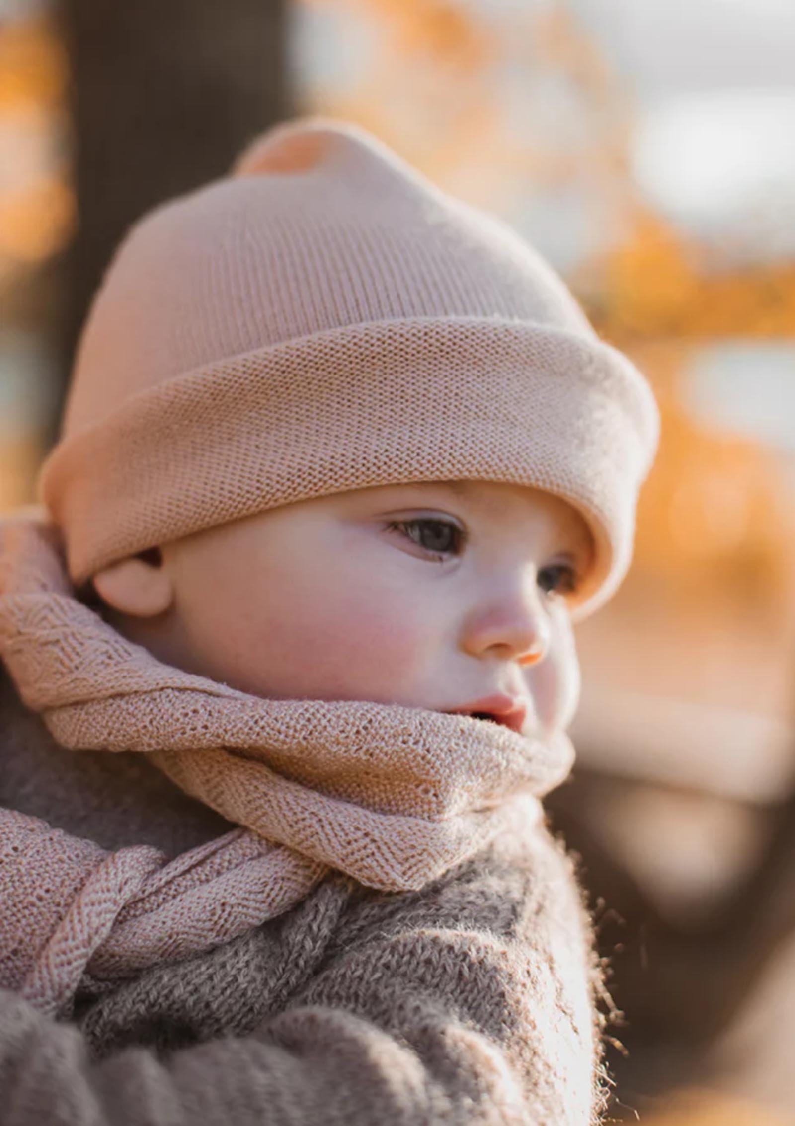 hvid Merino Beanie 'Efa' apricot