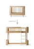 Umbauset für 'Wood Mini+' Babybett inkl. Junior-Erweiterung zum halbhohen Hochbett Eiche