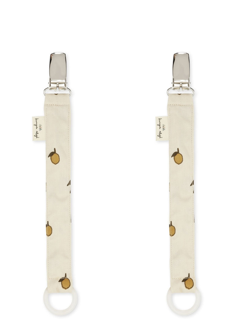 2er-Set Baumwoll-Schnullerband Lemon