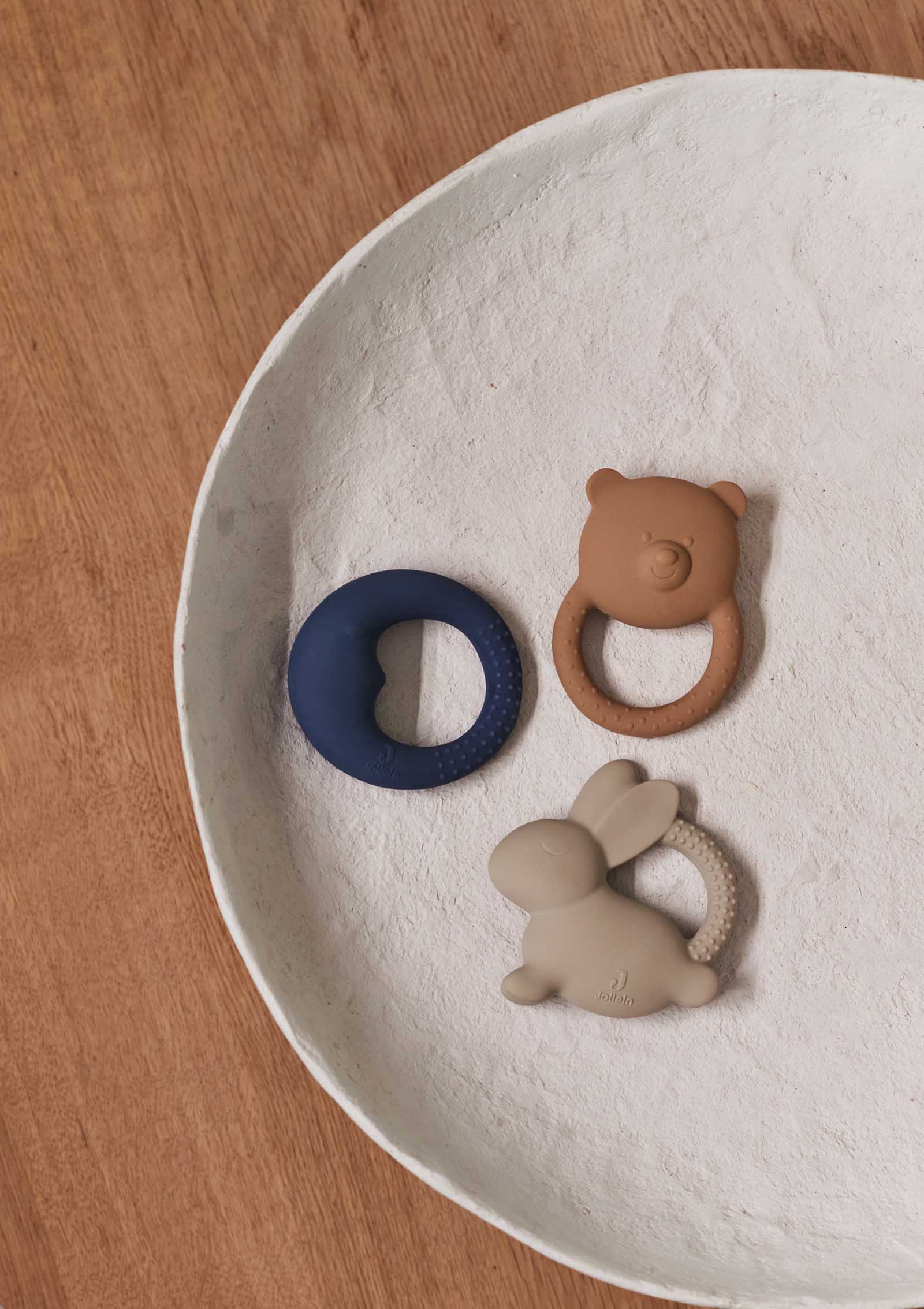 Jollein Beißring Naturkautschuk 'Teddy bear' Biscuit