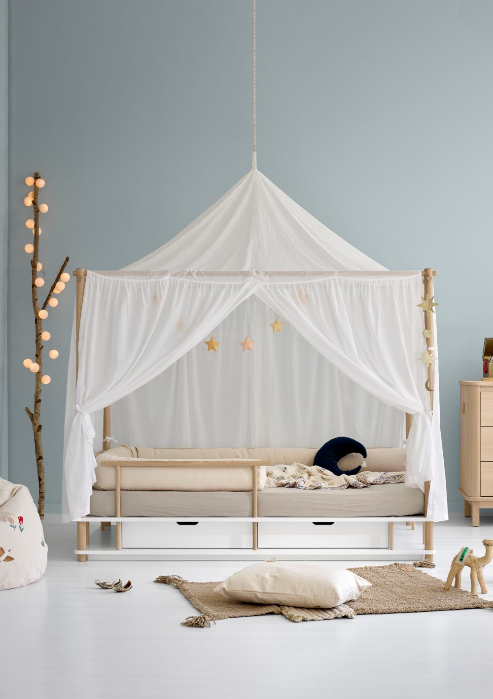 Oliver Furniture 'Camp' Himmelbett Weiß/Eiche