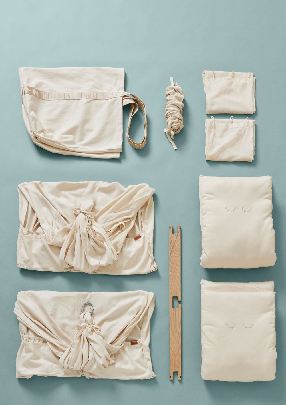 Membantu 3-tlg. Federwiegen-Set Premium für Zwillinge Natur