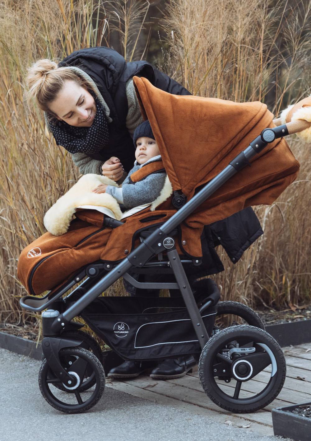 Kinderwagen-Set 'Lux Evo' Cord-Edition Cognac
