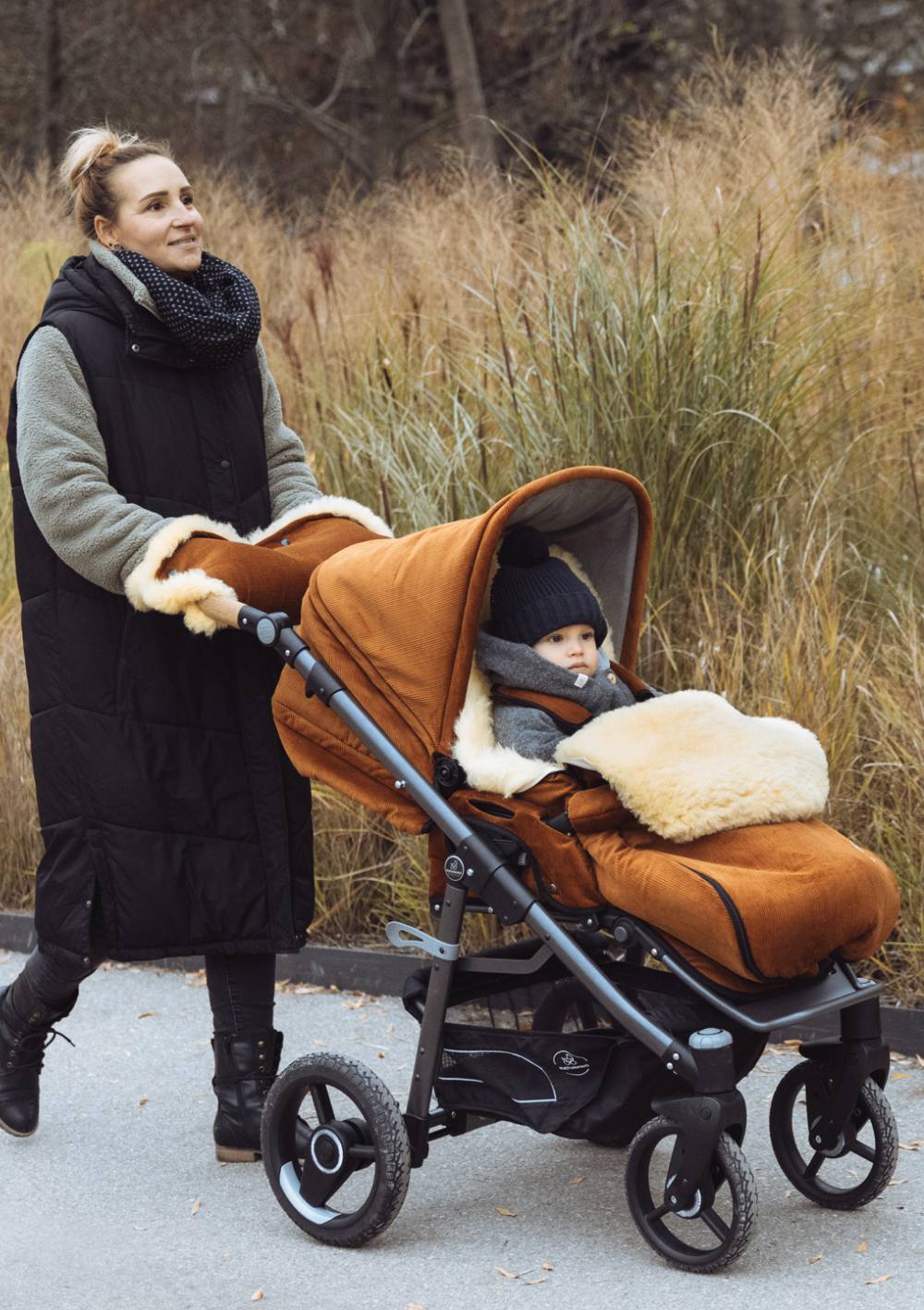 Kinderwagen-Set 'Lux Evo' Cord-Edition Cognac