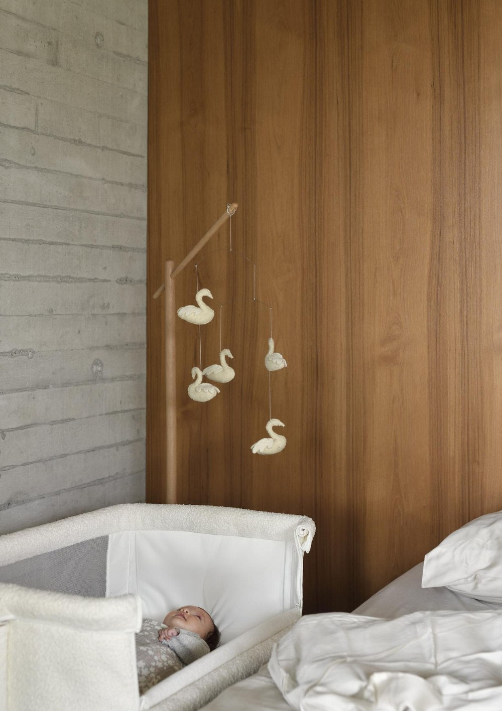 Quax Beistellbett 'Side by Side' Natural Bouclé Cream