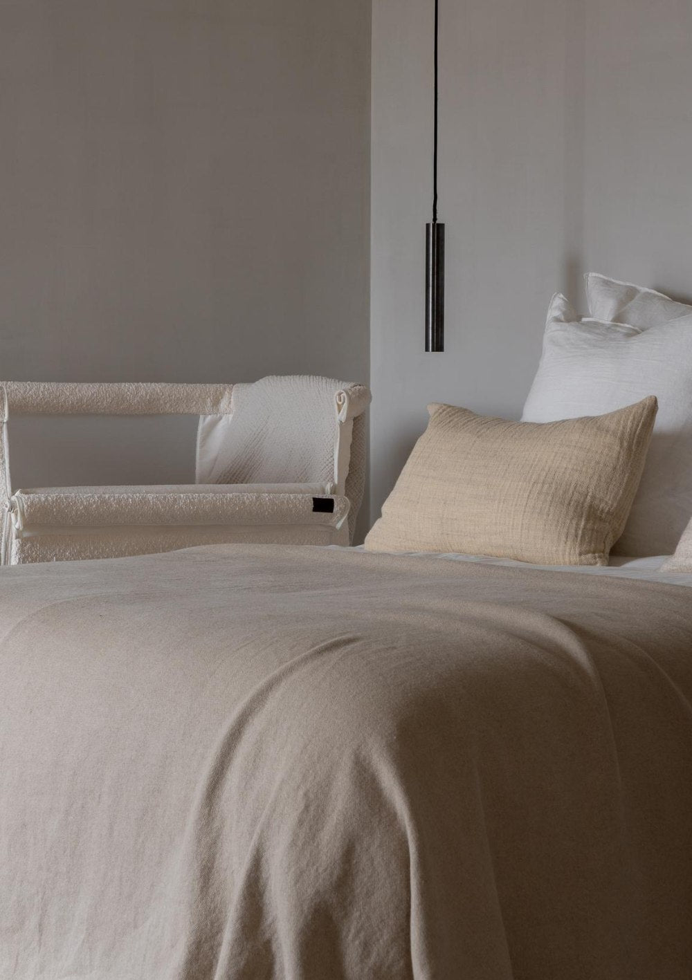 Quax Beistellbett 'Side by Side' Natural Bouclé Cream