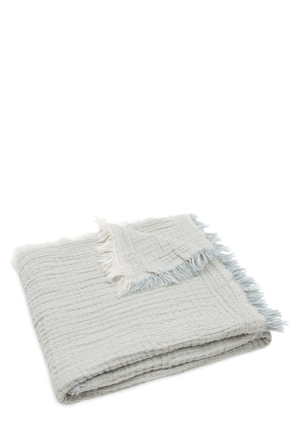 Musselin Decke 'Fringe Stripe' Sea Green 75 x 100 cm