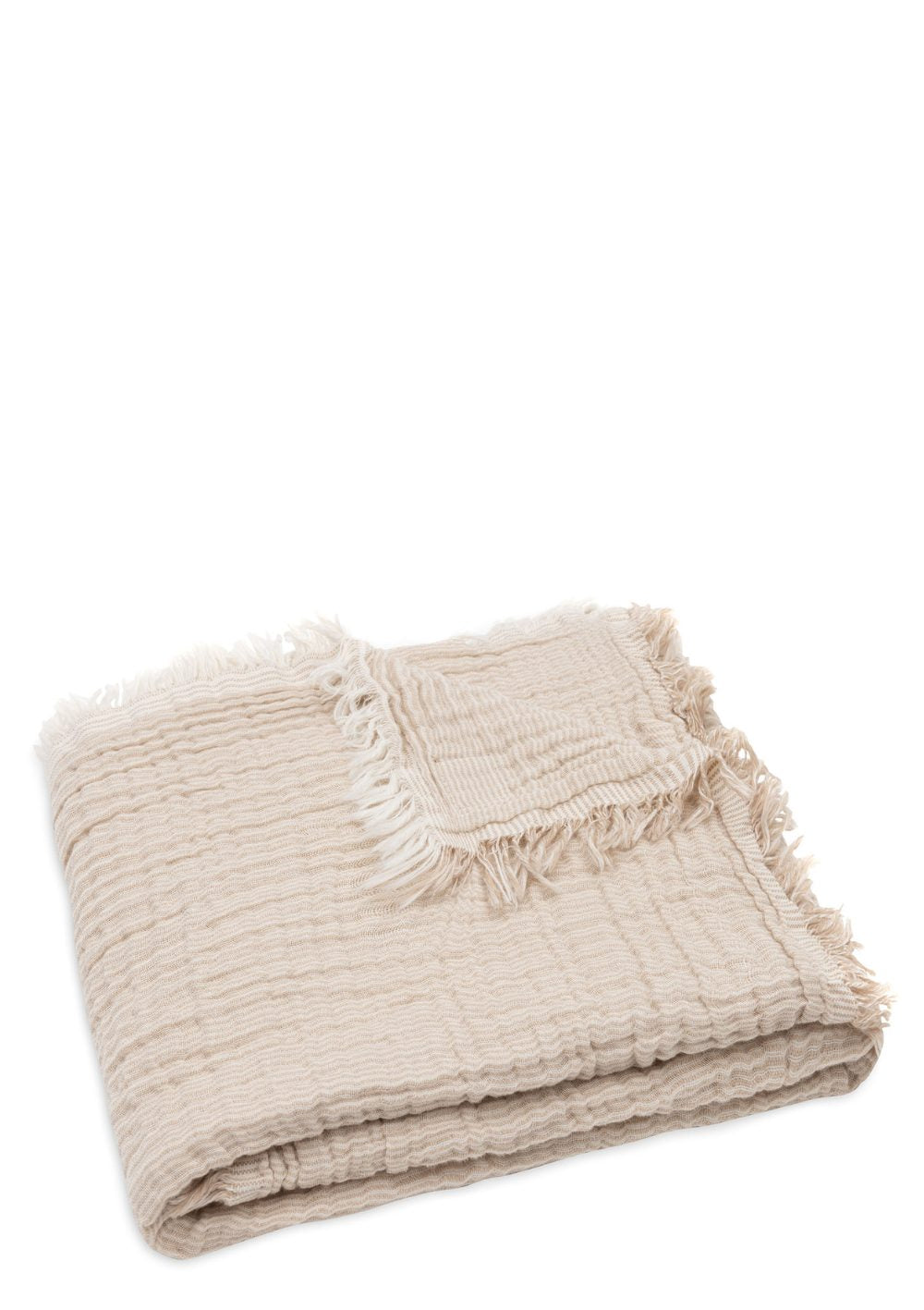 Jollein Musselin Decke 'Fringe Stripe' Biscuit 75 x 100 cm