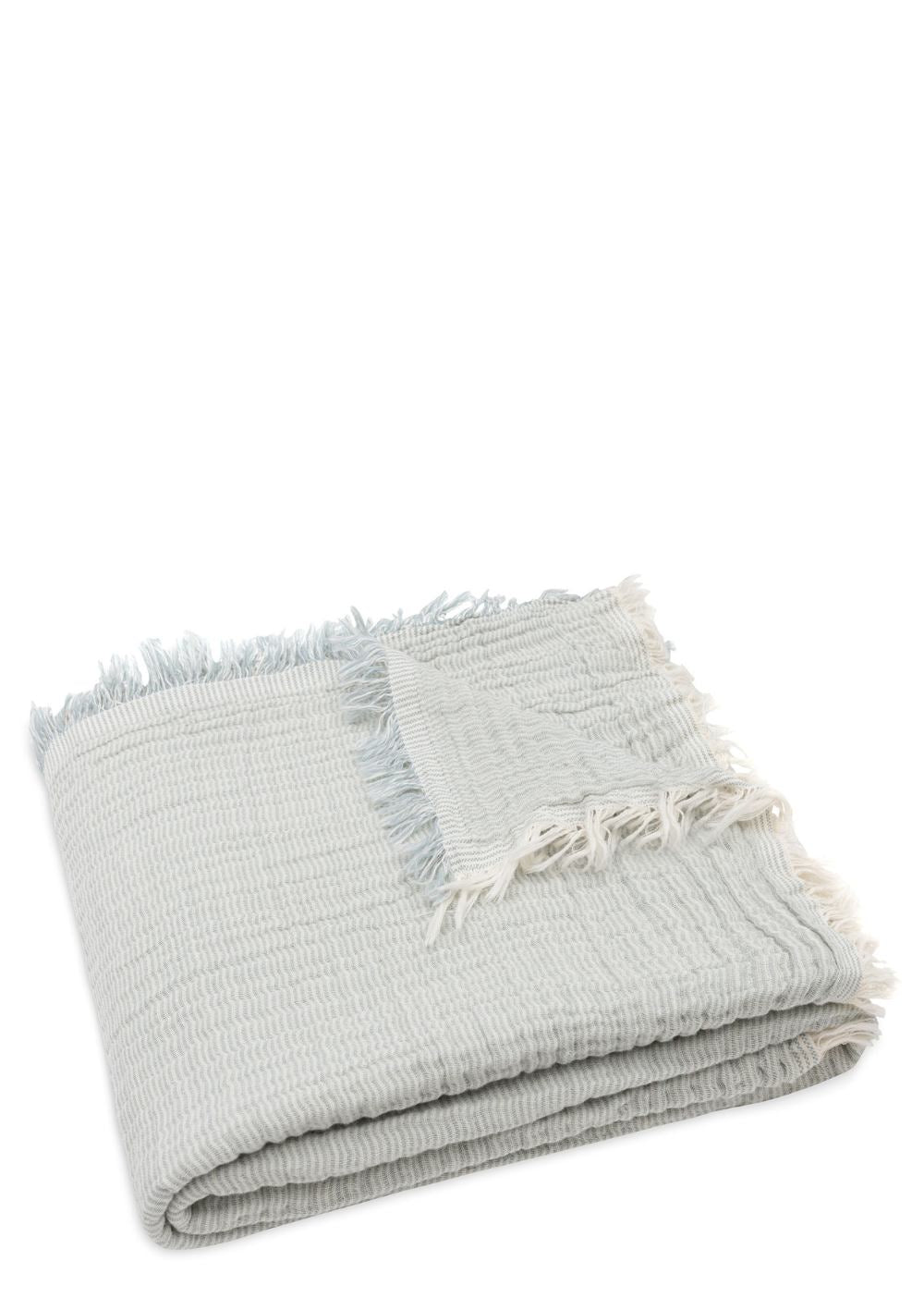 Jollein Musselin Decke 'Fringe Stripe' Sea Green 120 x 120 cm