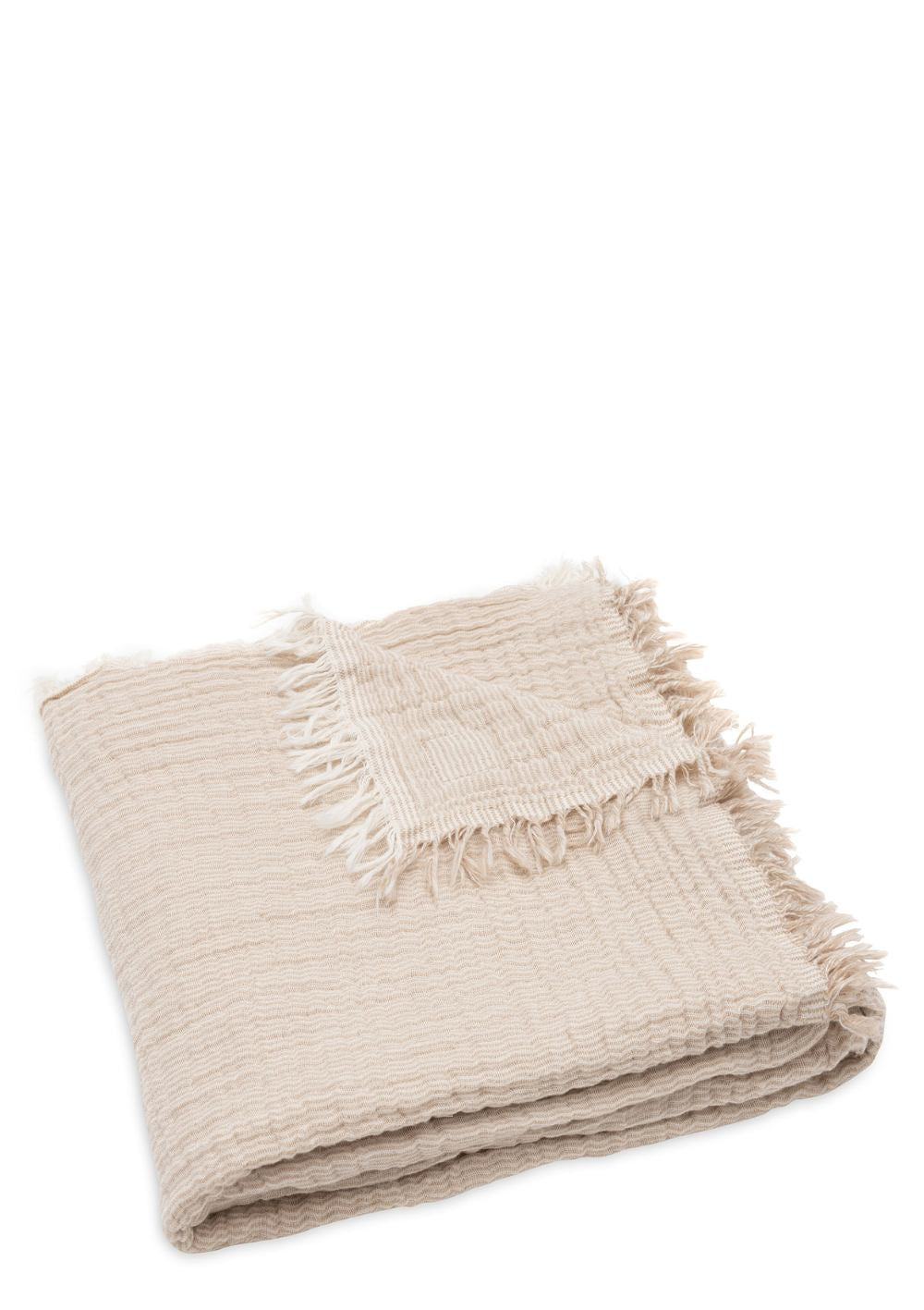 Jollein Musselin Decke 'Fringe Stripe' Biscuit 120 x 120 cm