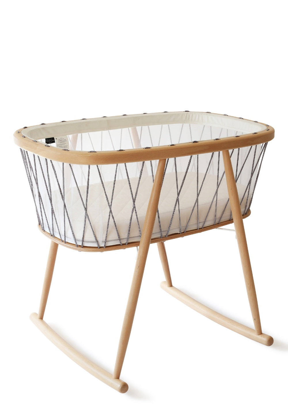 Charlie Crane Babywiege 'Kumi' Schwarz / Weiß 68 x 40 cm