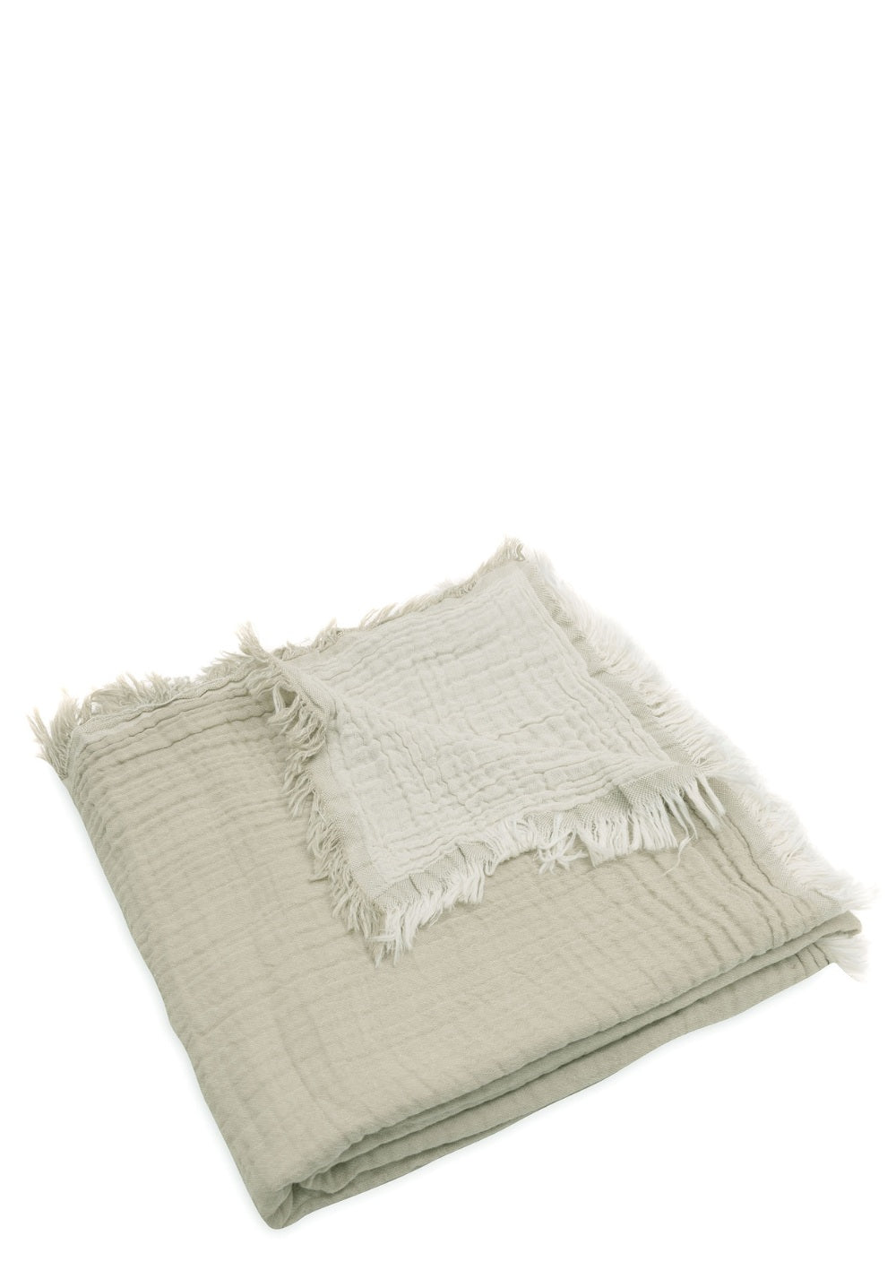 Jollein Musselin Decke 'Fringe' Olive Green 120 x 120 cm