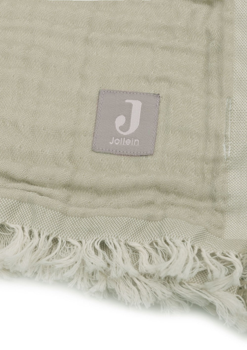 Jollein Musselin Decke 'Fringe' Olive Green 100 x 75 cm