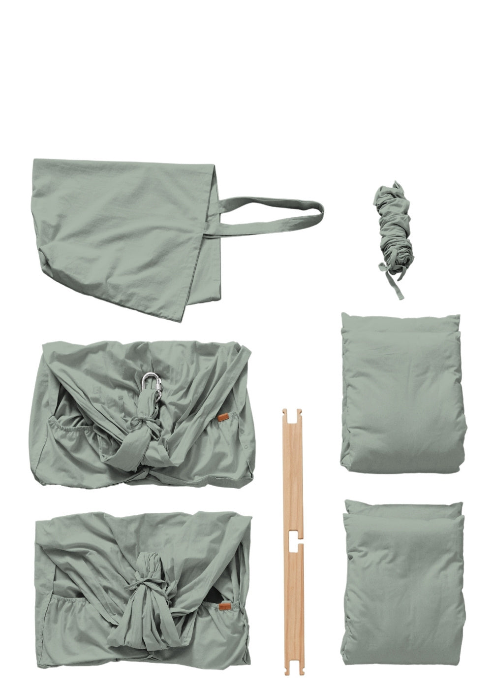 Membantu 3-tlg. Federwiegen-Set Basic für Zwillinge Grün