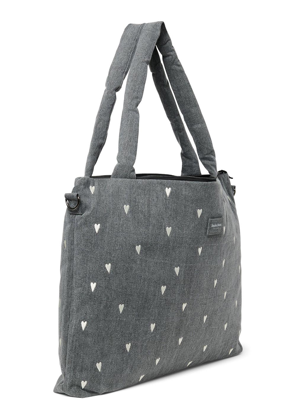 Studio Noos Wickeltasche 'Denim Diaper Bag' Grey Hearts