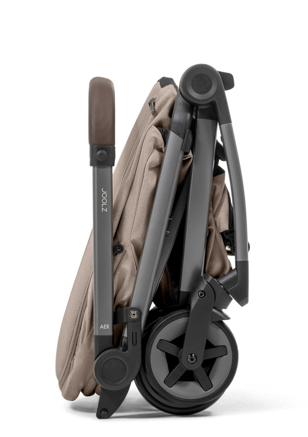 Joolz Neugeborenen-Sitz 'Aer2 Nest to Seat' Sandy Taupe – mit Buggy zusammengeklappt