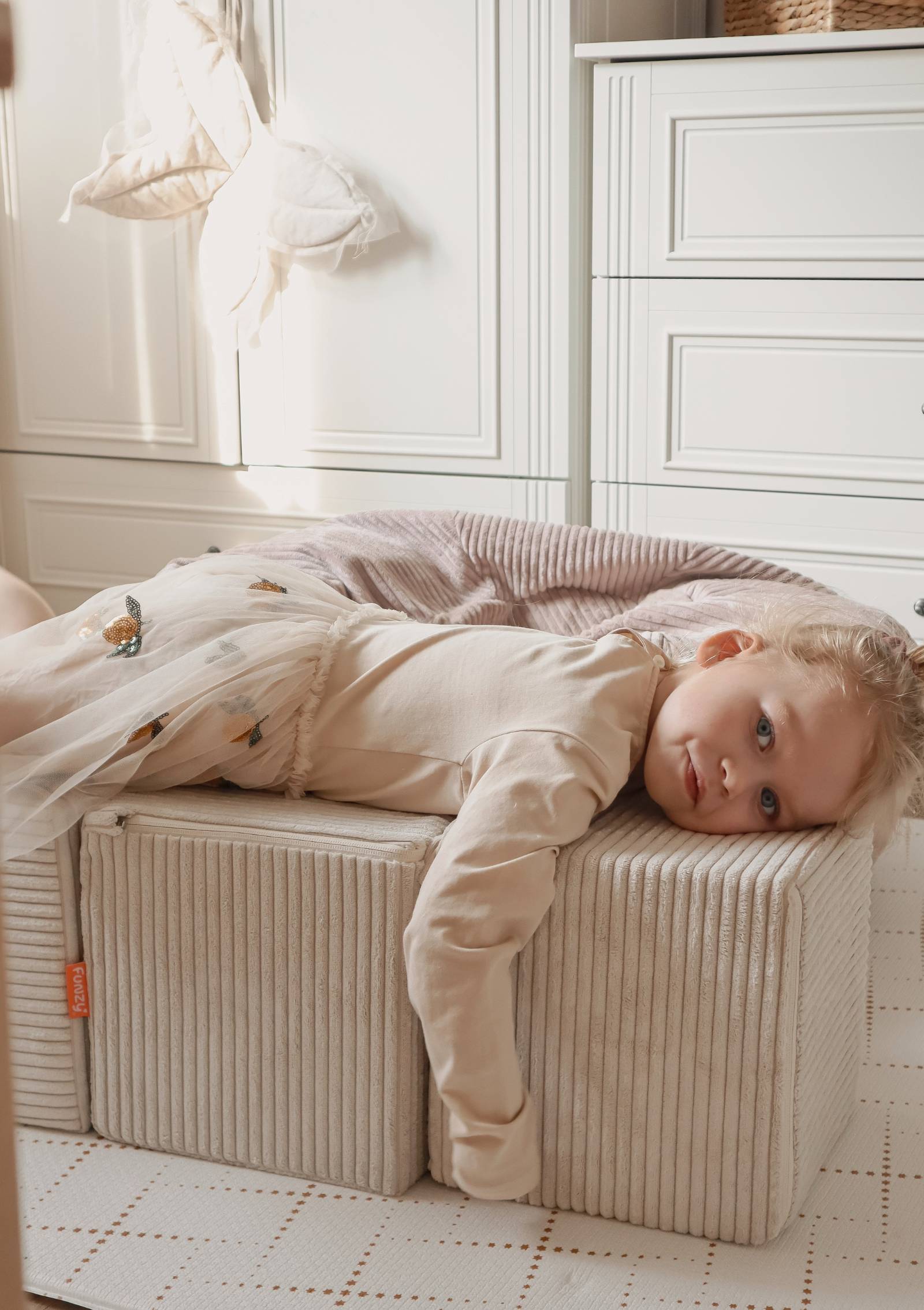 Funzy 4er-Set Spiel-Elemente 'Cubes' Cord Creme Beige