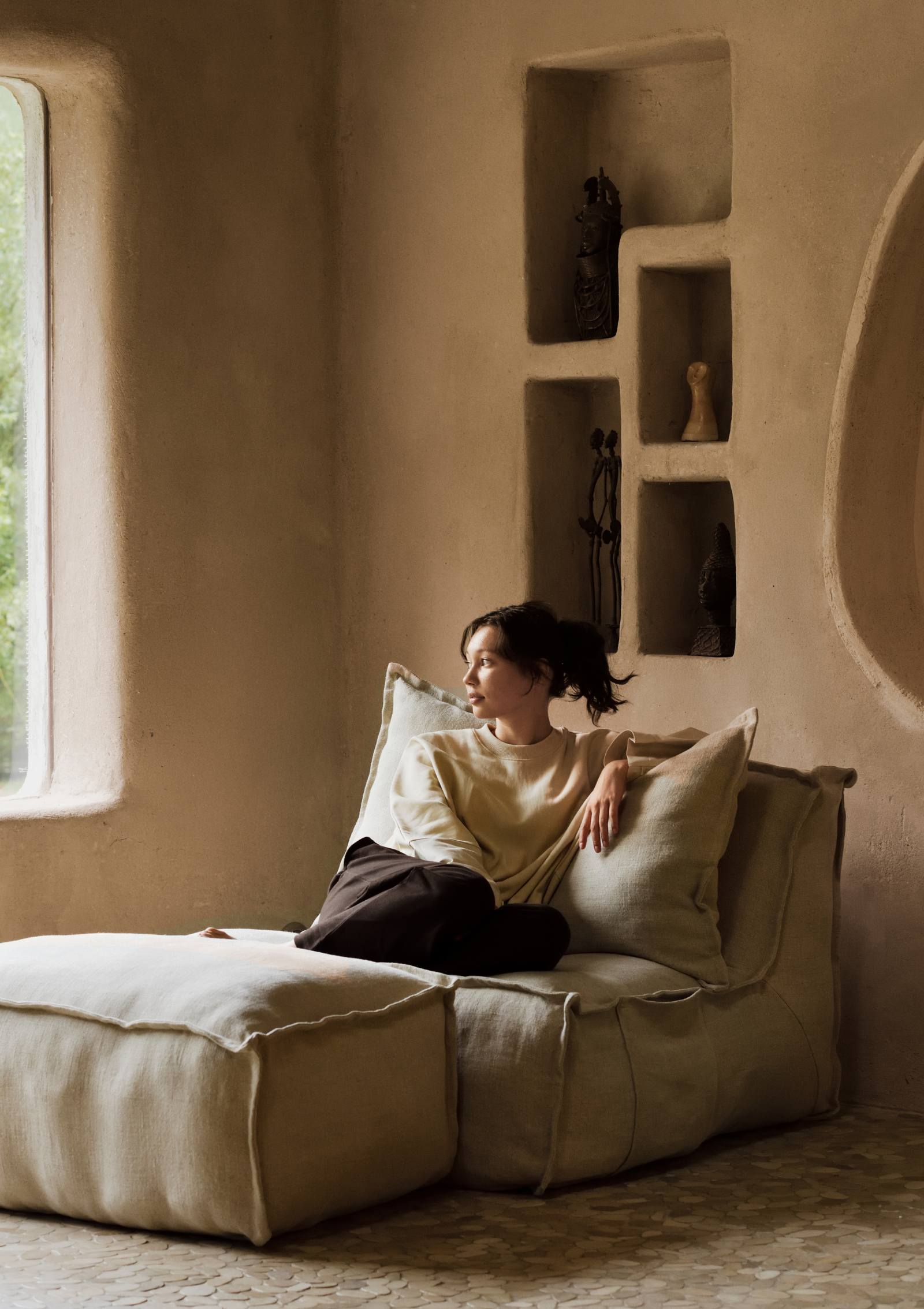 Quax Lounge-Sessel 'Linen Lounger' Beige ohne Armlehne