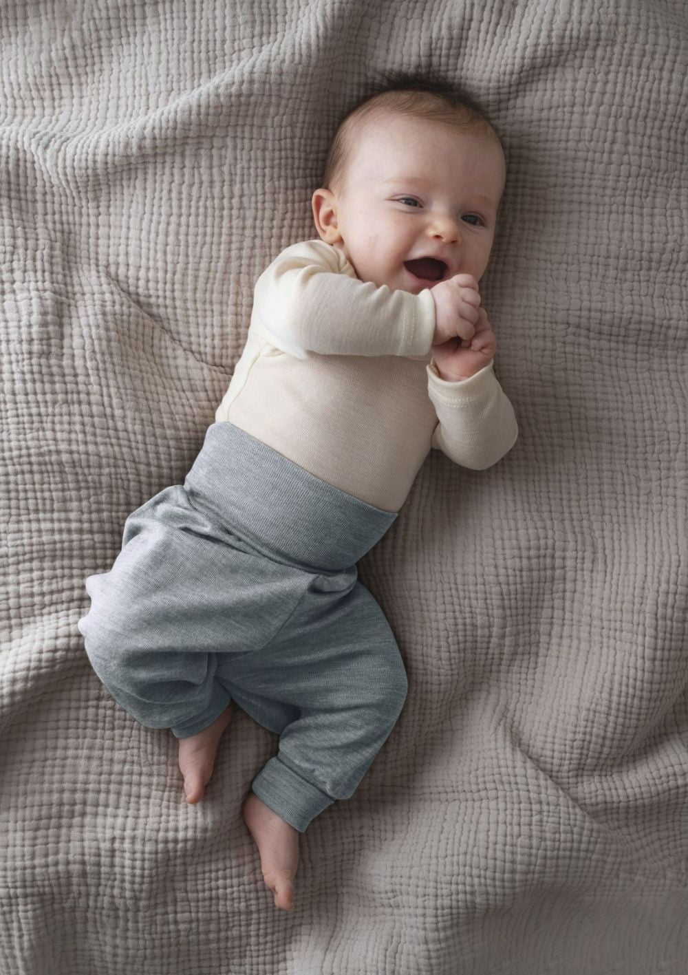 Engel Natur Wolle/Seide Baby-Hose bergblau