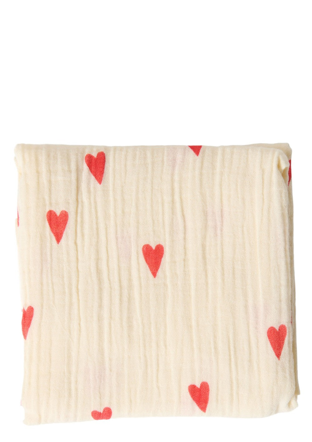 Studio Noos Musselin Mulltuch 'Swaddle Print Medium' Beige Hearts 70 x 70 cm
