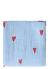 Musselin Mulltuch 'Swaddle Print Medium' Light Blue Hearts 70 x 70 cm
