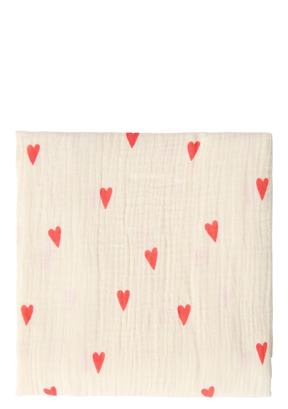 Studio Noos Musselin Mulltuch 'Swaddle Print Large' Beige Hearts 120 x 120 cm