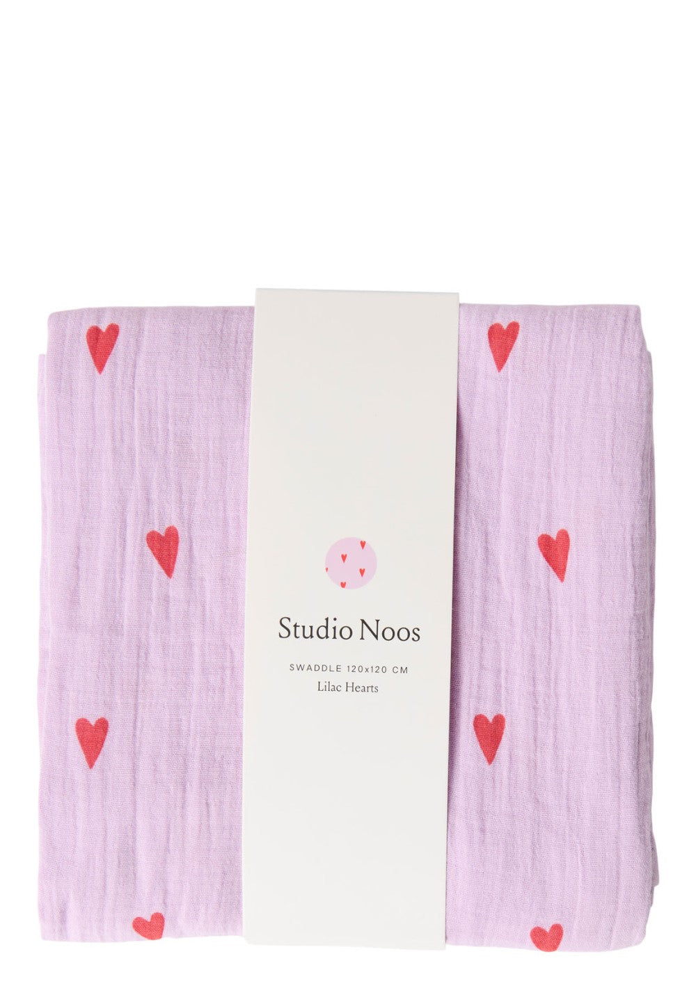 Studio Noos Musselin Mulltuch 'Swaddle Print Large' Purple Hearts 120 x 120 cm