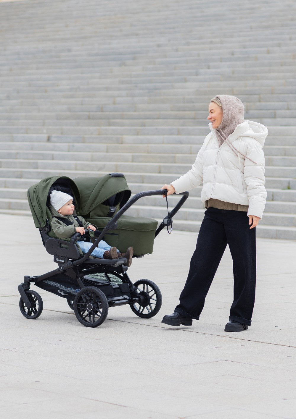 Emmaljunga Geschwisterwagen 'DOUBLE SENTO ERGO+' Urban Green