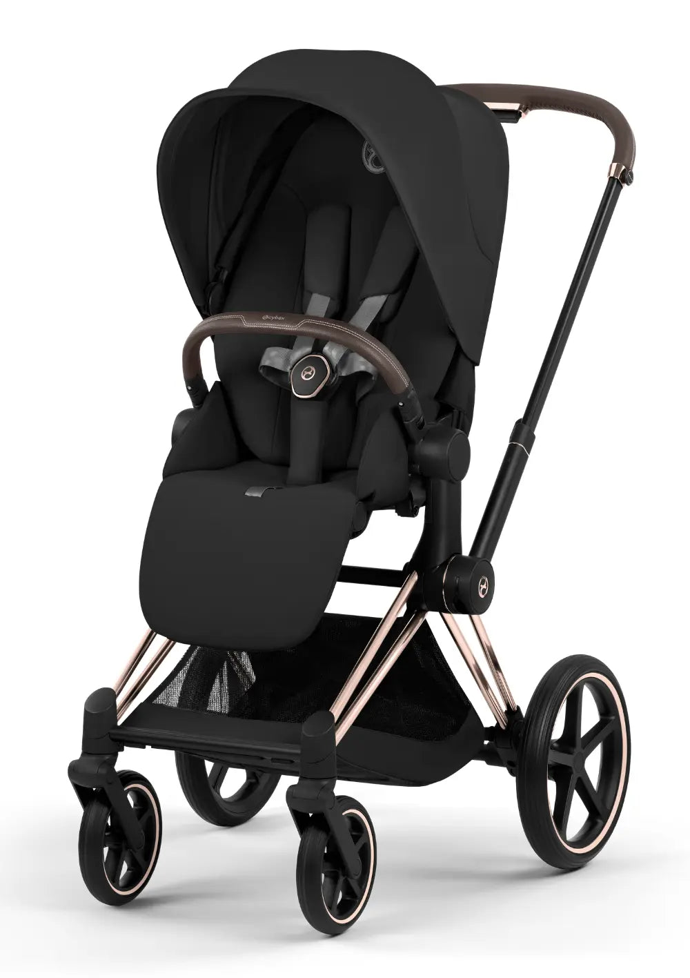 Cybex Kinderwagen-Set 'Priam Comfort' Sepia Black (Roségold Frame)