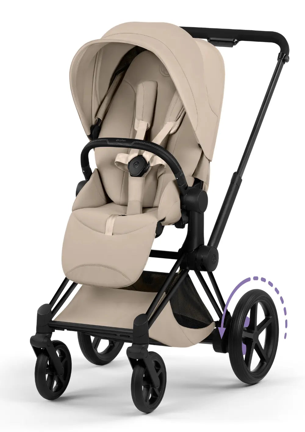 Cybex Kinderwagen-Set 'e-Priam Comfort' Cozy Beige (Matt Black Frame)