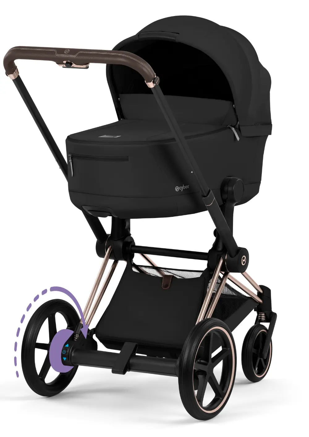 Cybex Kinderwagen-Set 'e-Priam Comfort' Sepia Black (Roségold Frame)