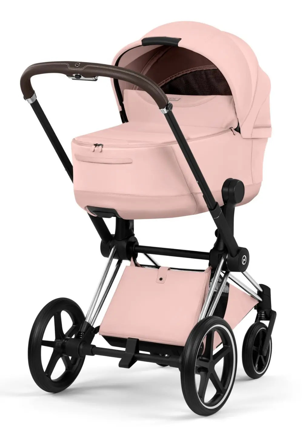 Cybex Kinderwagen-Set 'Priam Style' Peach Pink (Frame Chrome Brown)