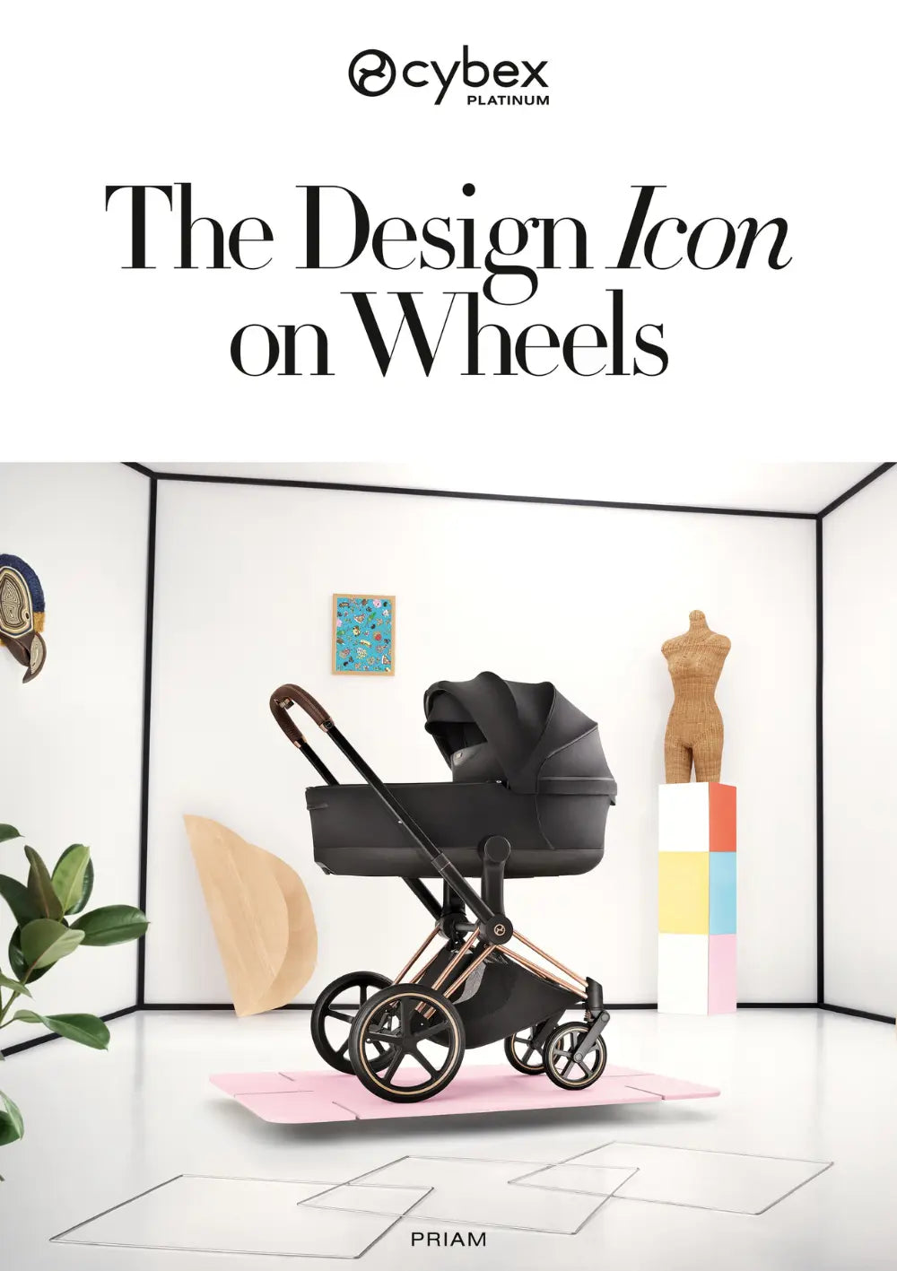 Cybex Kinderwagen-Set 'Priam Style' Sepia Black (Frame Roségold)