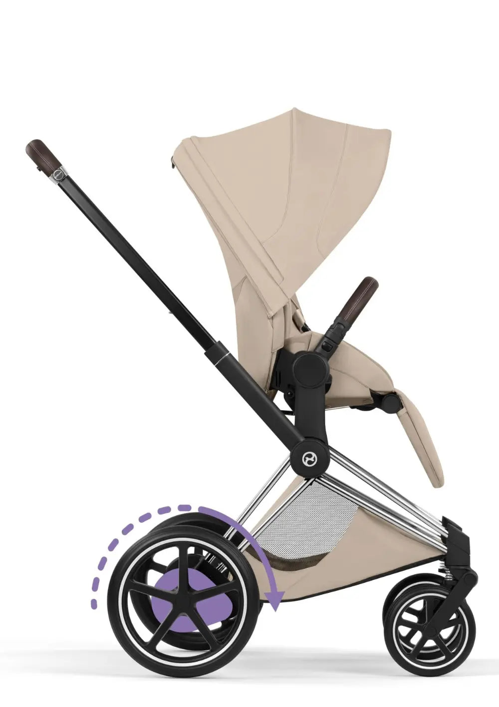 Cybex Kinderwagen-Set 'e-Priam Style' Cozy Beige (Frame Chrome Brown)