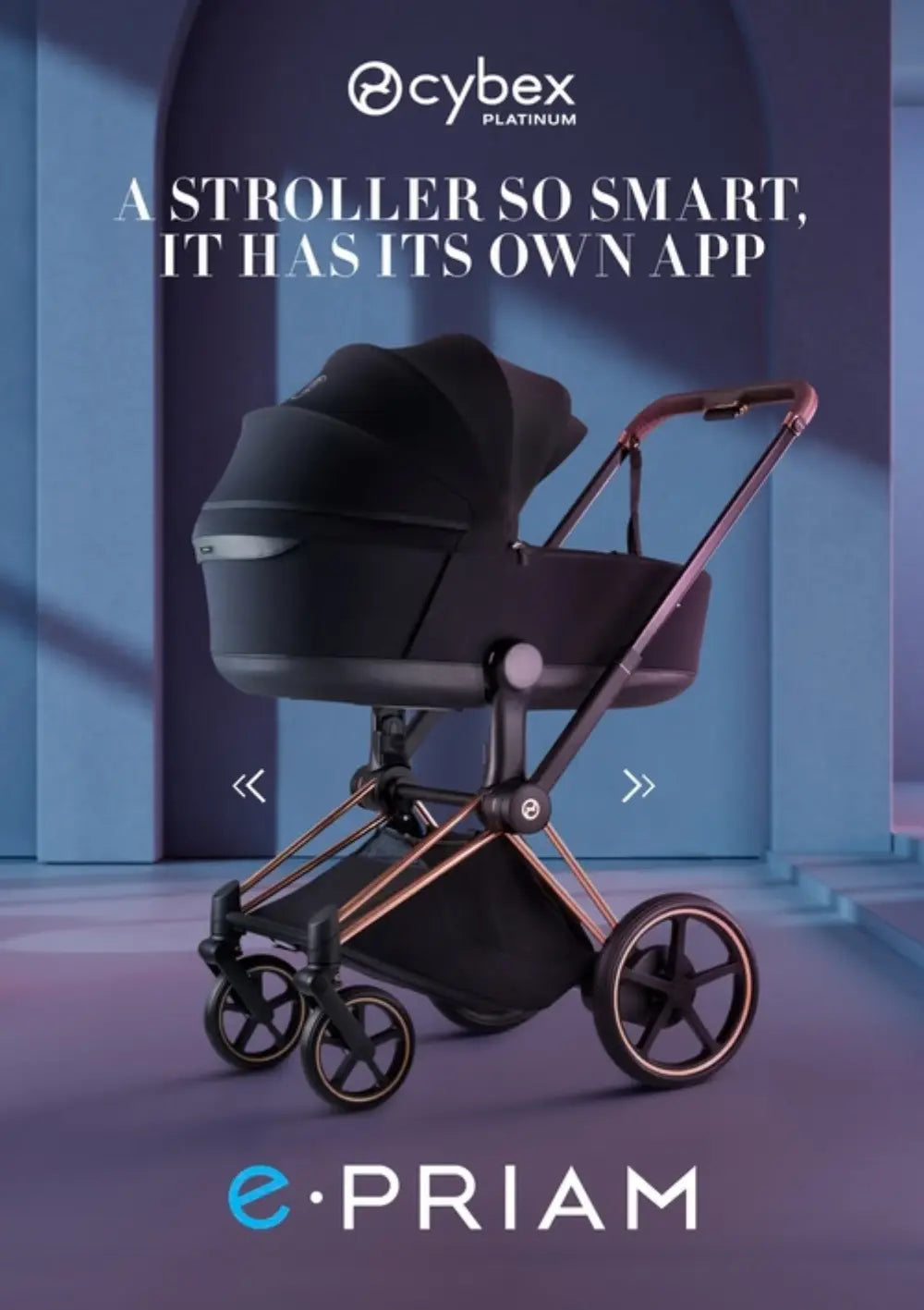 Cybex Kinderwagen-Set 'e-Priam Style' Sepia Black (Frame Roségold)