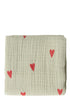 Musselin Mulltuch 'Swaddle Print Medium' Green Hearts 70 x 70 cm