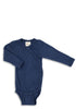 Wolle/Seide Langarm-Wickelbody Marine