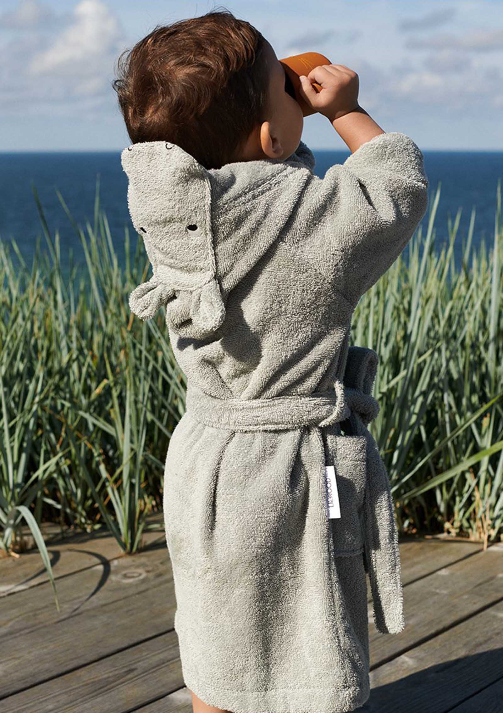 Liewood Bademantel 'Lily' Hippo dove blue