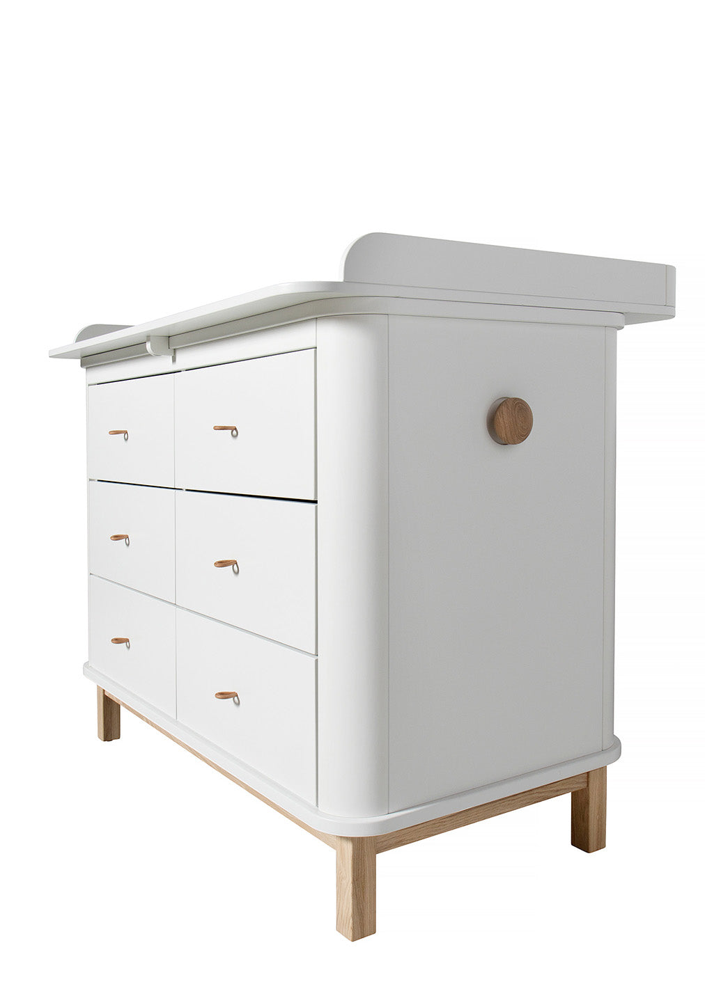 'Wood' Wickelkommode 6 Schubladen Wickelplatte groß weiß/Eiche