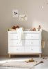 Wickelkommode 'Wood' 6 Schubladen Wickelplatte groß weiß/Eiche