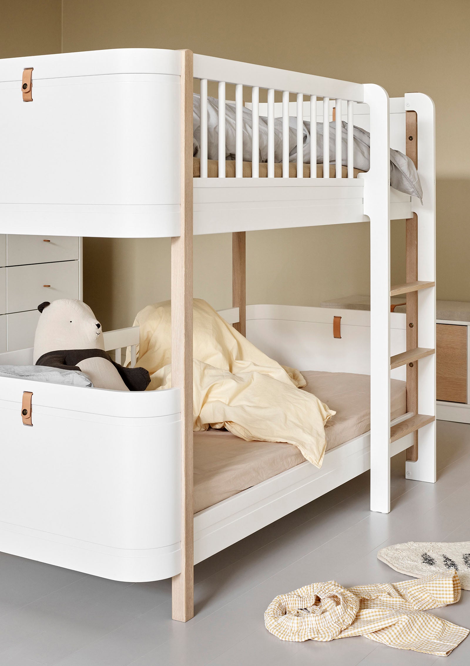 'Wood' Mini+ halbhohes Etagenbett weiß/Eiche