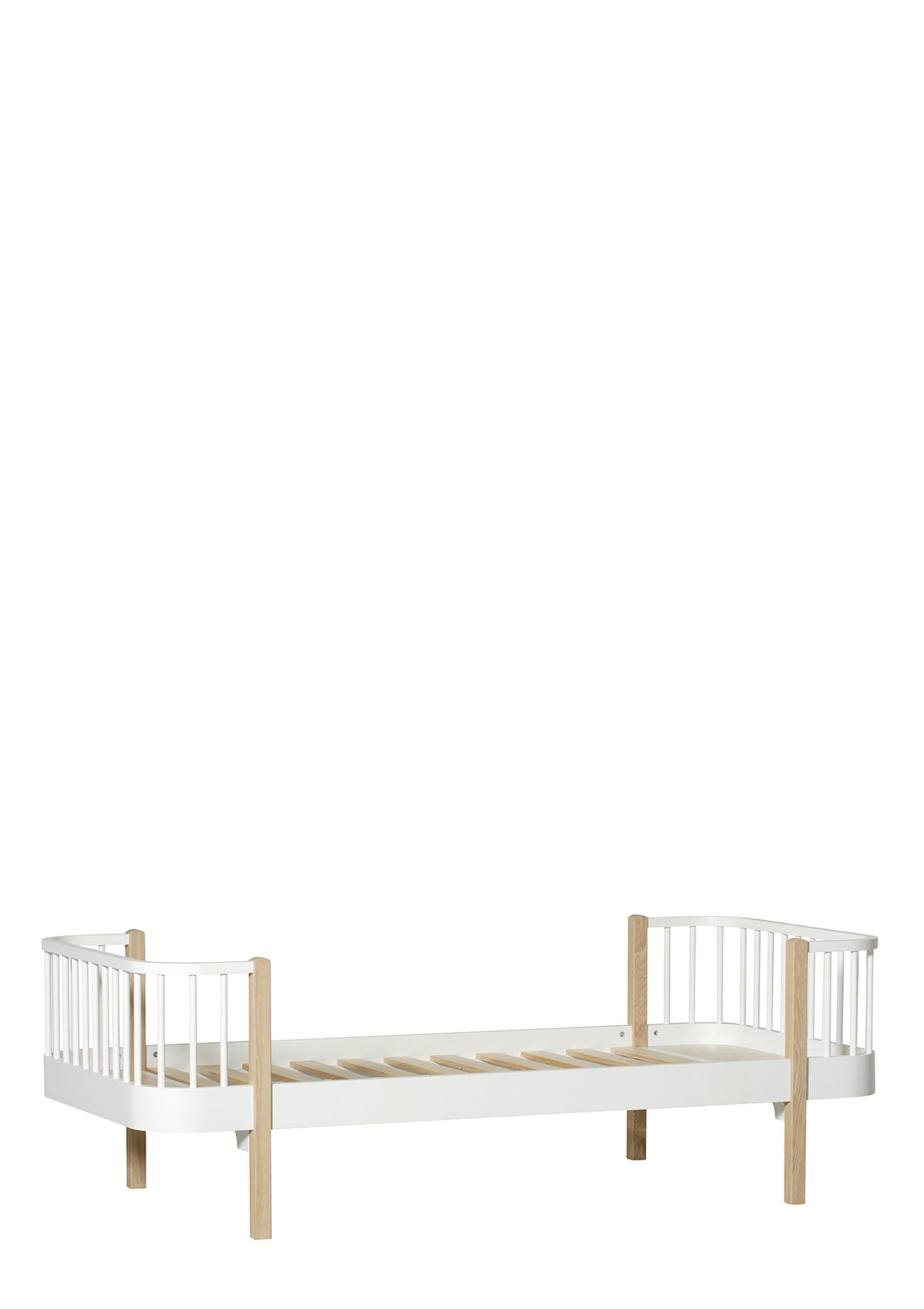'Wood' Einzelbett weiß / Eiche