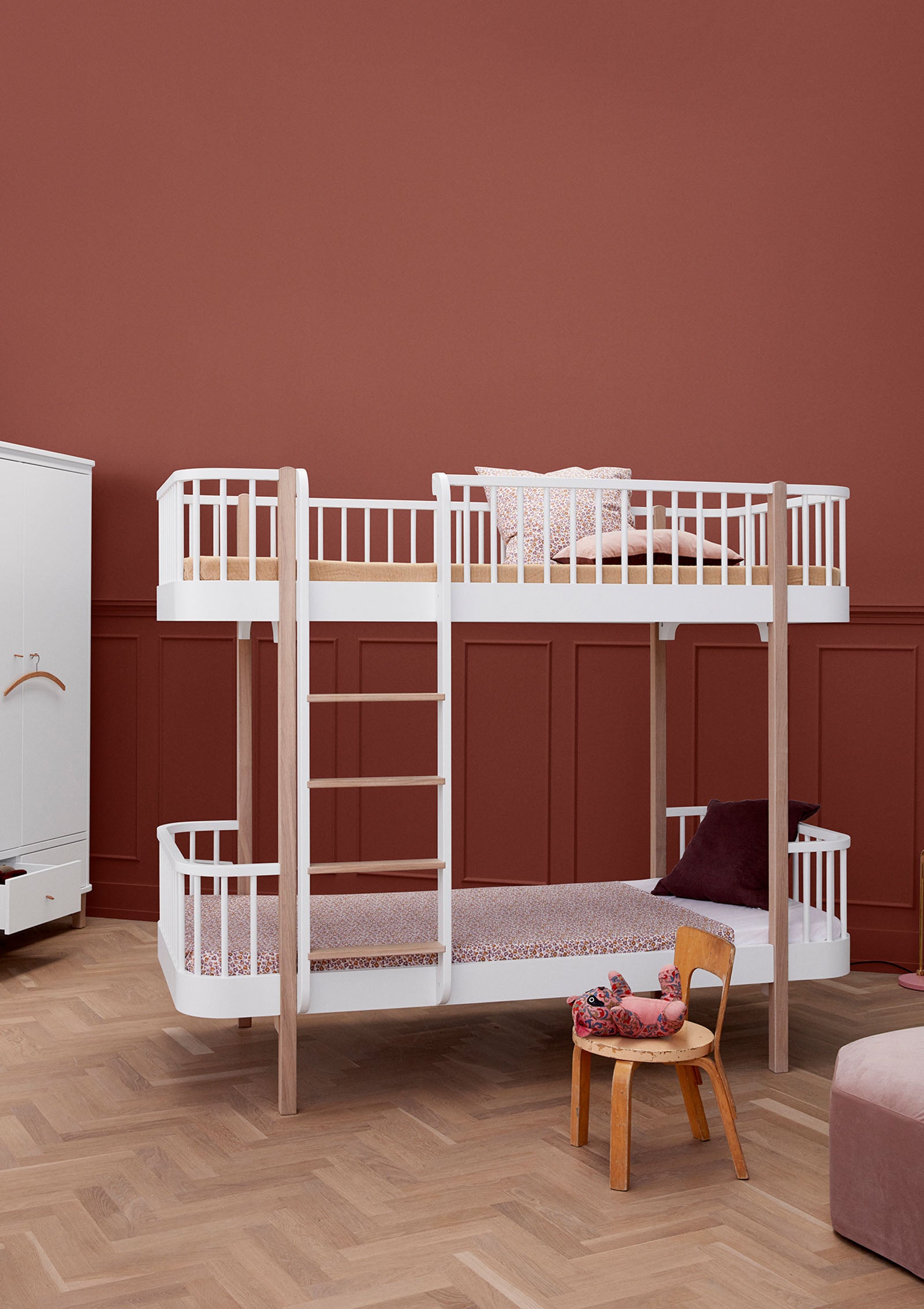 'Wood' Etagenbett weiß / Eiche