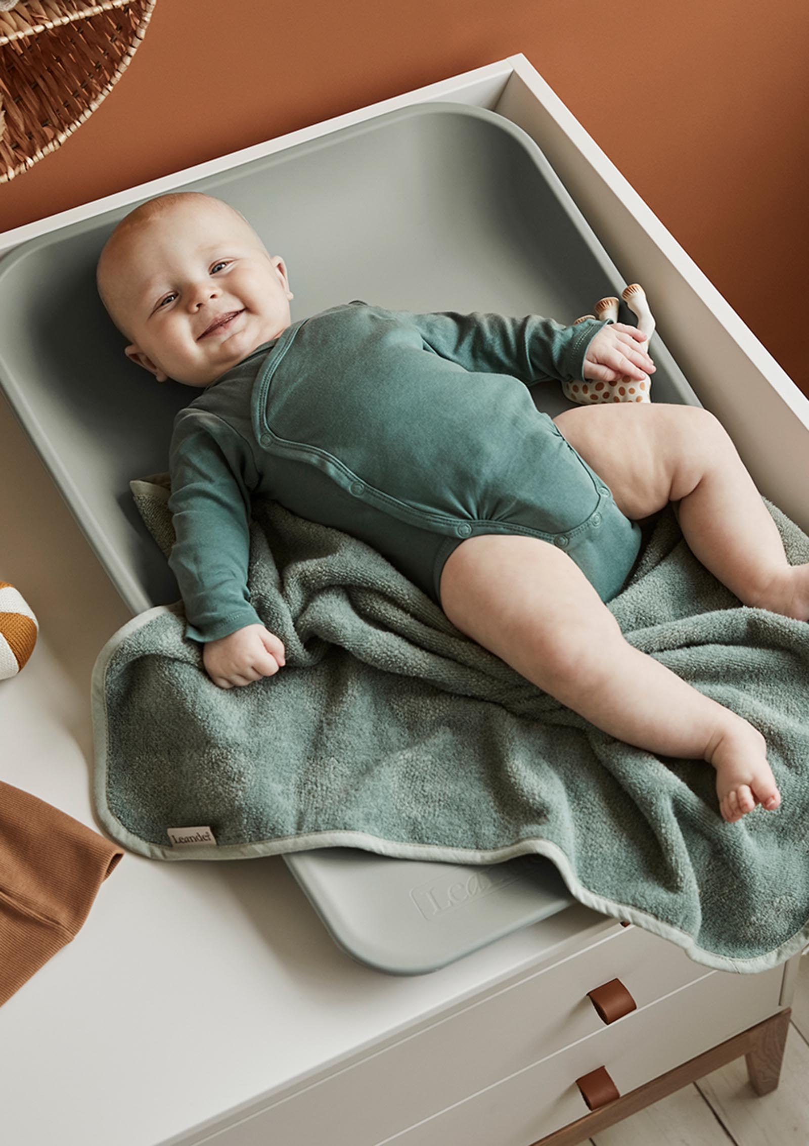 Topper Wickelauflage Organic 'Dots' Sage Green