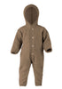 Wollfleece Overall mit Kapuze walnuss melange
