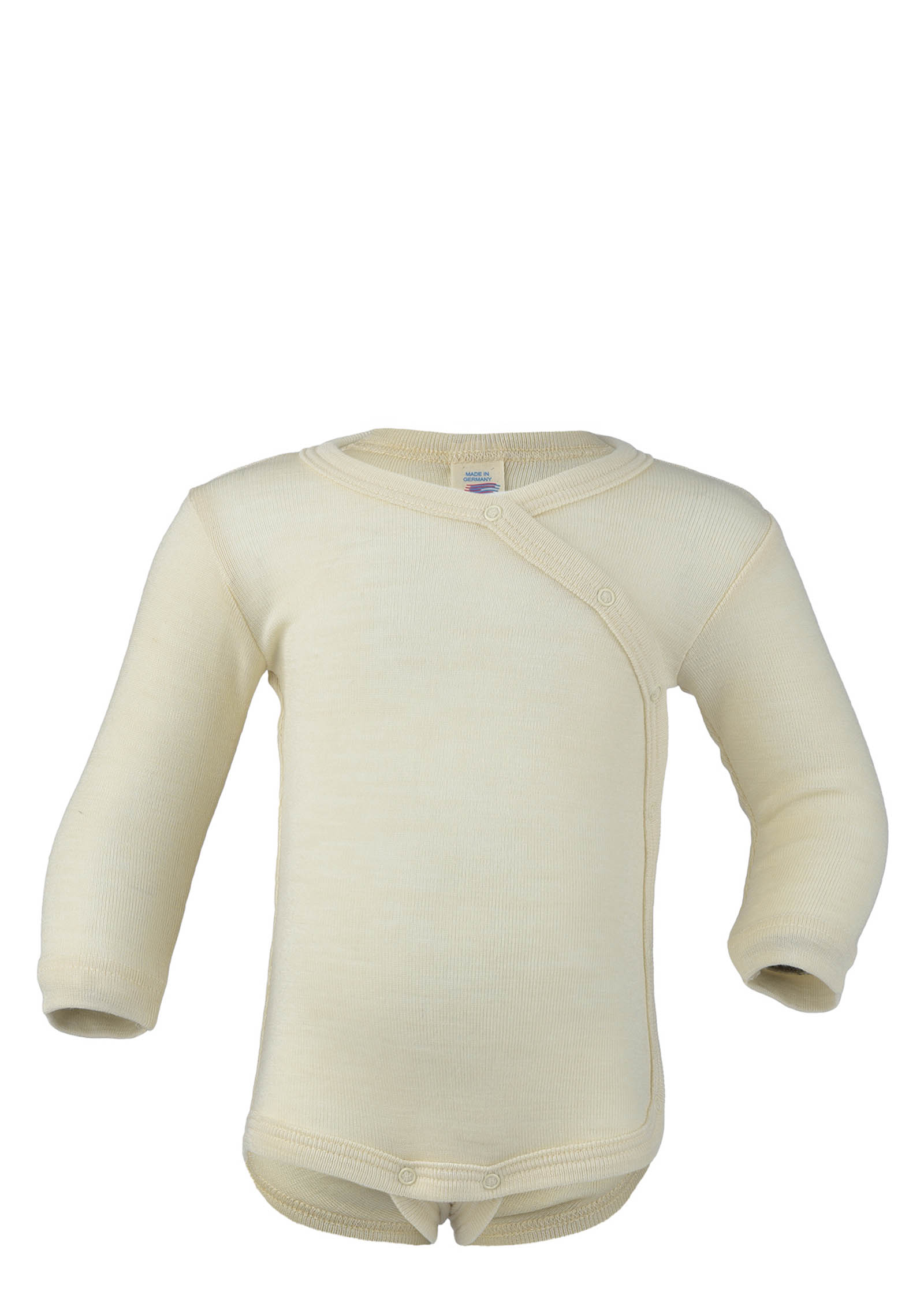 Wolle/Seide Wickelbody Langarm natur