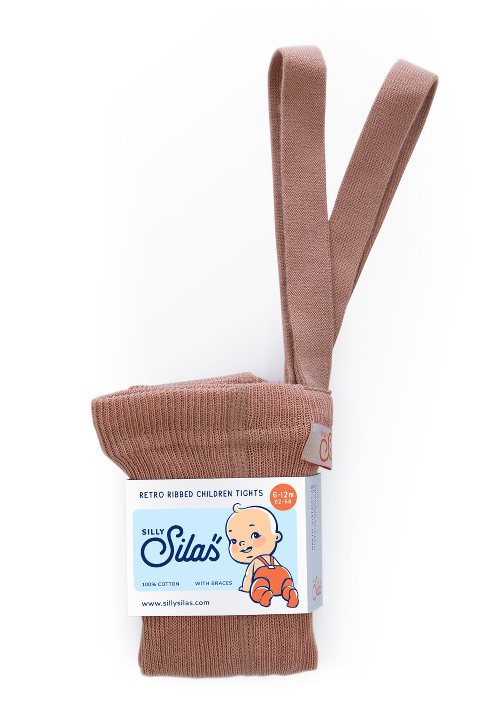 Strumpfhose mit Trägern mit Fuß light brown rose