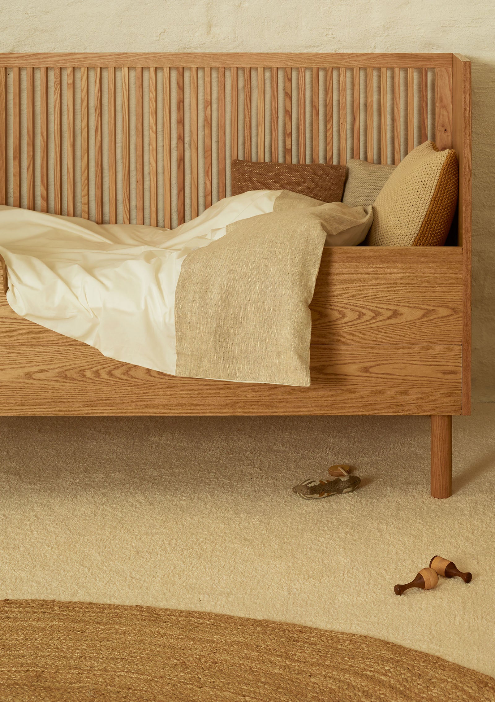 Rausfallschutz 'Hai No Ki' Babybett Natural Ash 140x70
