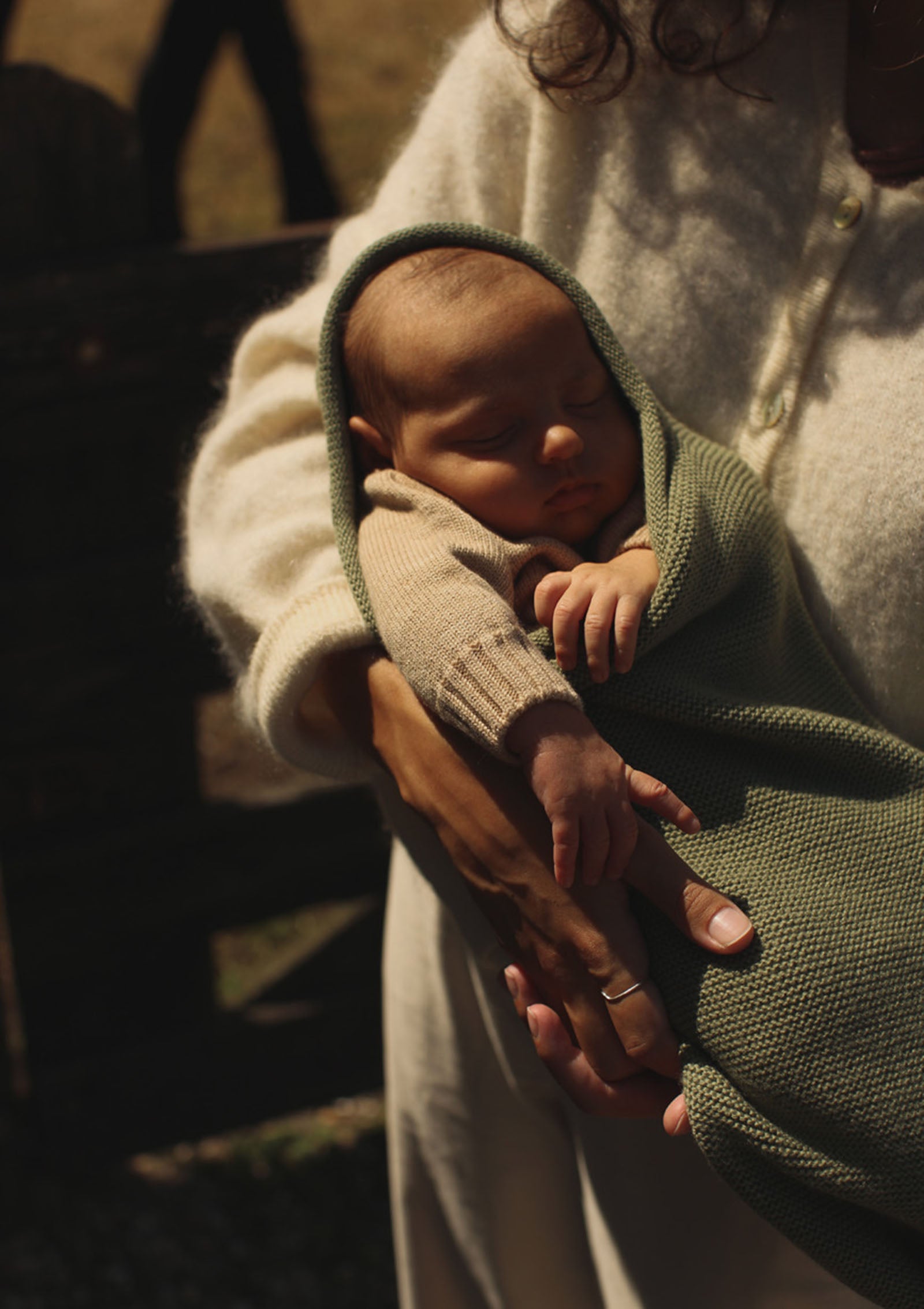 Hvid Strick-Pucksack Cocoon Artichoke