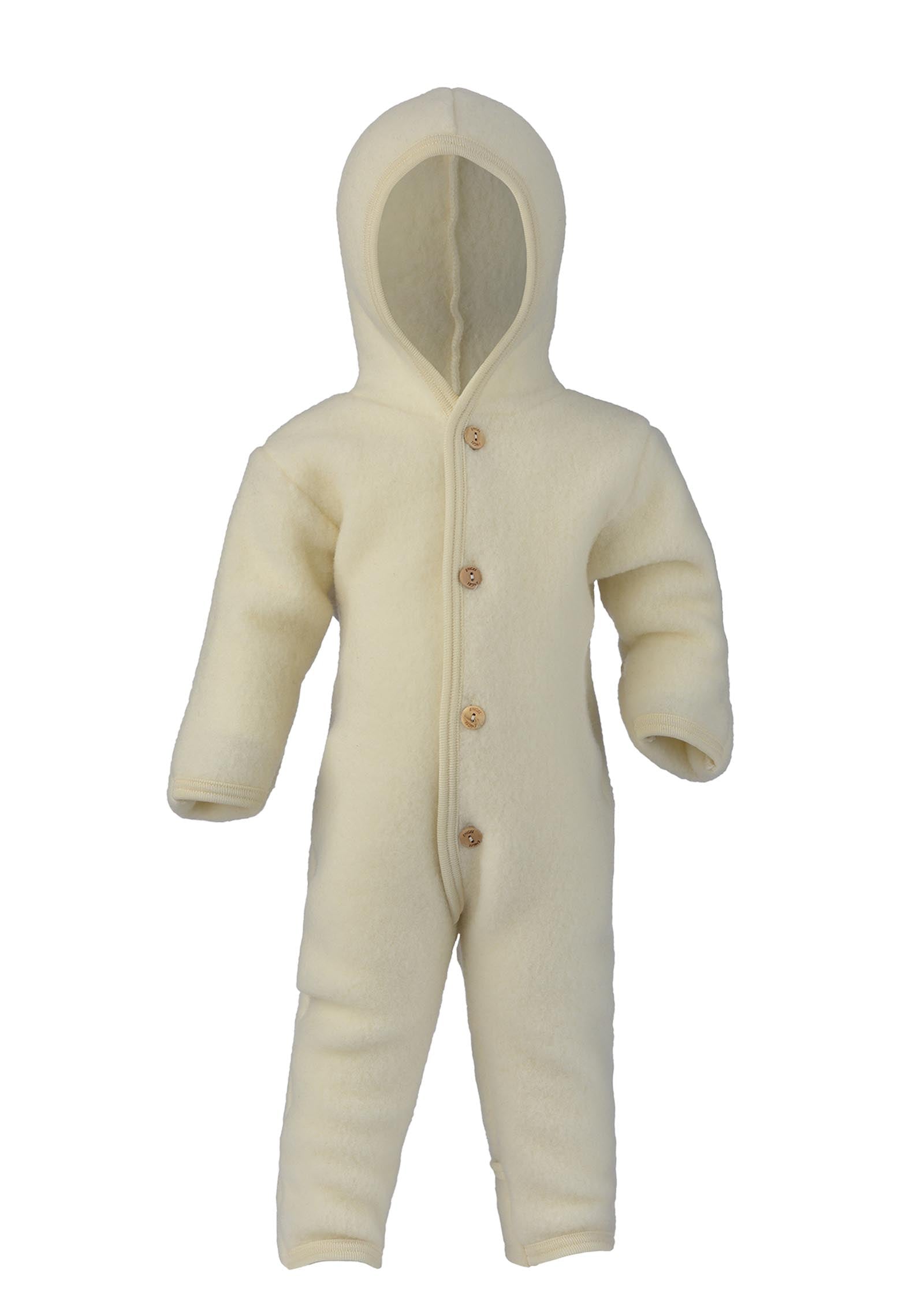 Engel Wollfleece Overall mit Kapuze natur